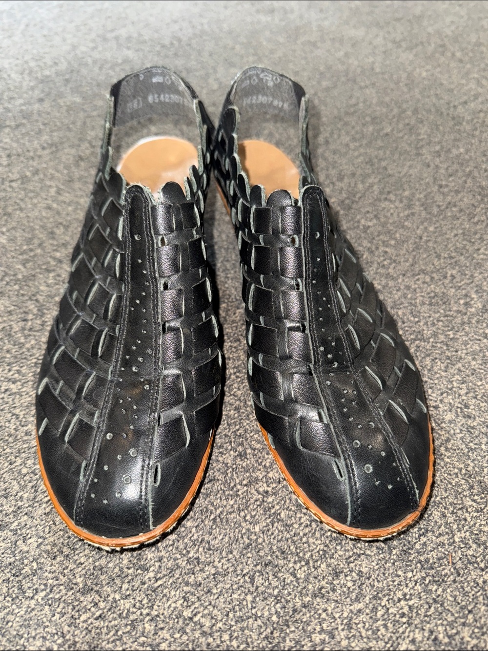 Rieker  Black Woven Leather Slip-On Shoes